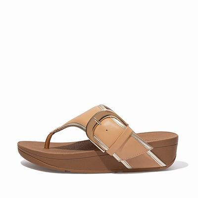 Fitflop Olive Mixed Metallics Toe-Post - Sandalen Damen - Braun (HGV392147)